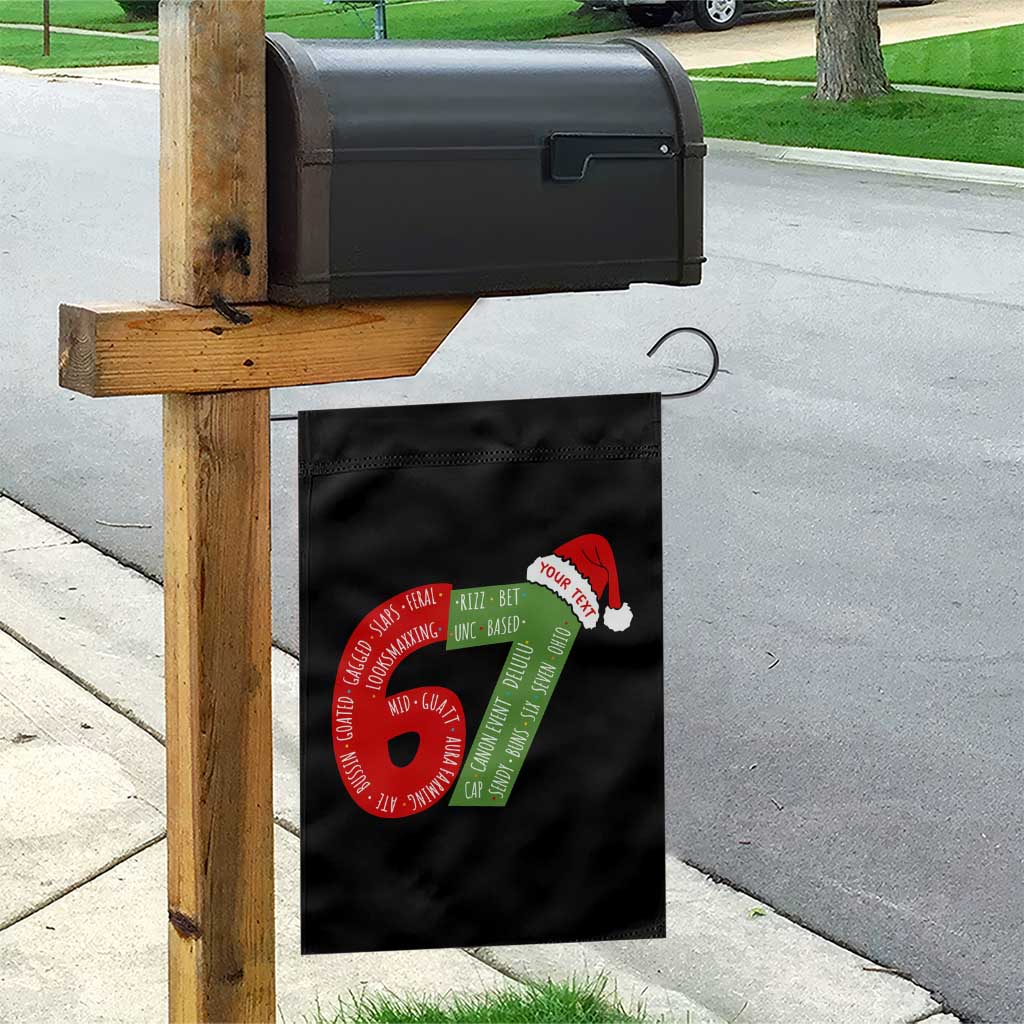 Personalized 67 Christmas Garden Flag Custom Text Rizz Aura Farming Six Seven Meme Gen Alpha TS11 Print Your Wear