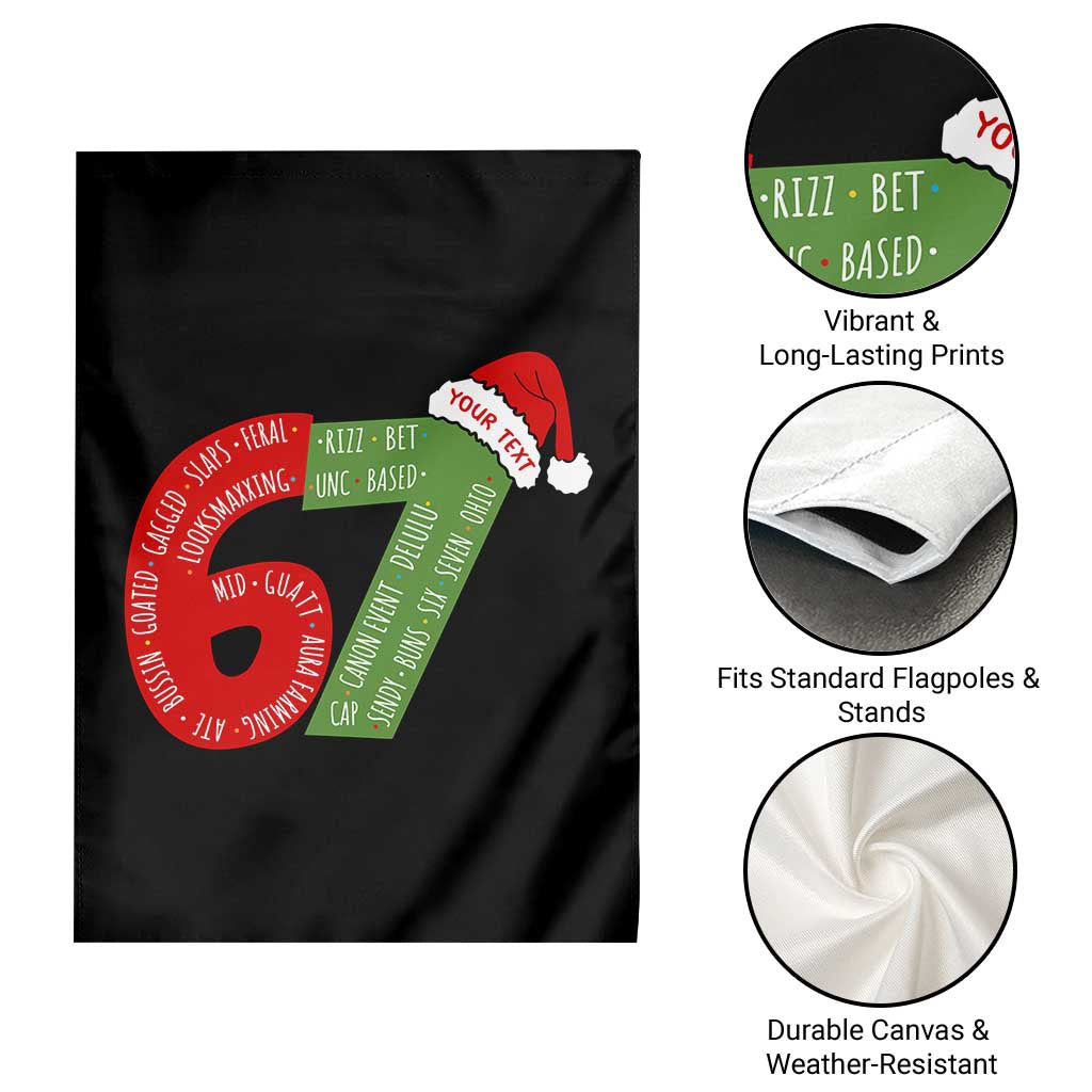Personalized 67 Christmas Garden Flag Custom Text Rizz Aura Farming Six Seven Meme Gen Alpha TS11 Print Your Wear