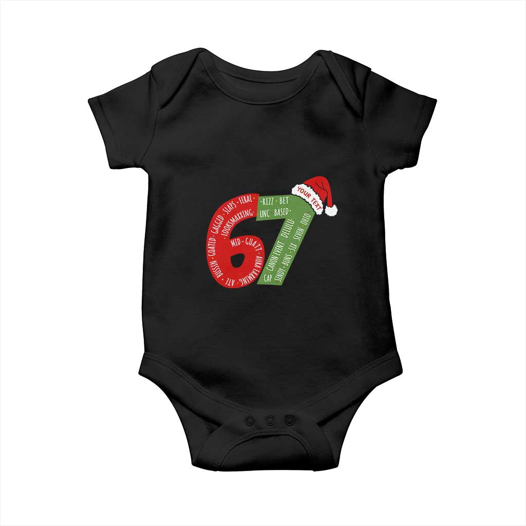Personalized 67 Christmas Baby Onesie Custom Text Rizz Aura Farming Six Seven Meme Gen Alpha TS11 Black Print Your Wear