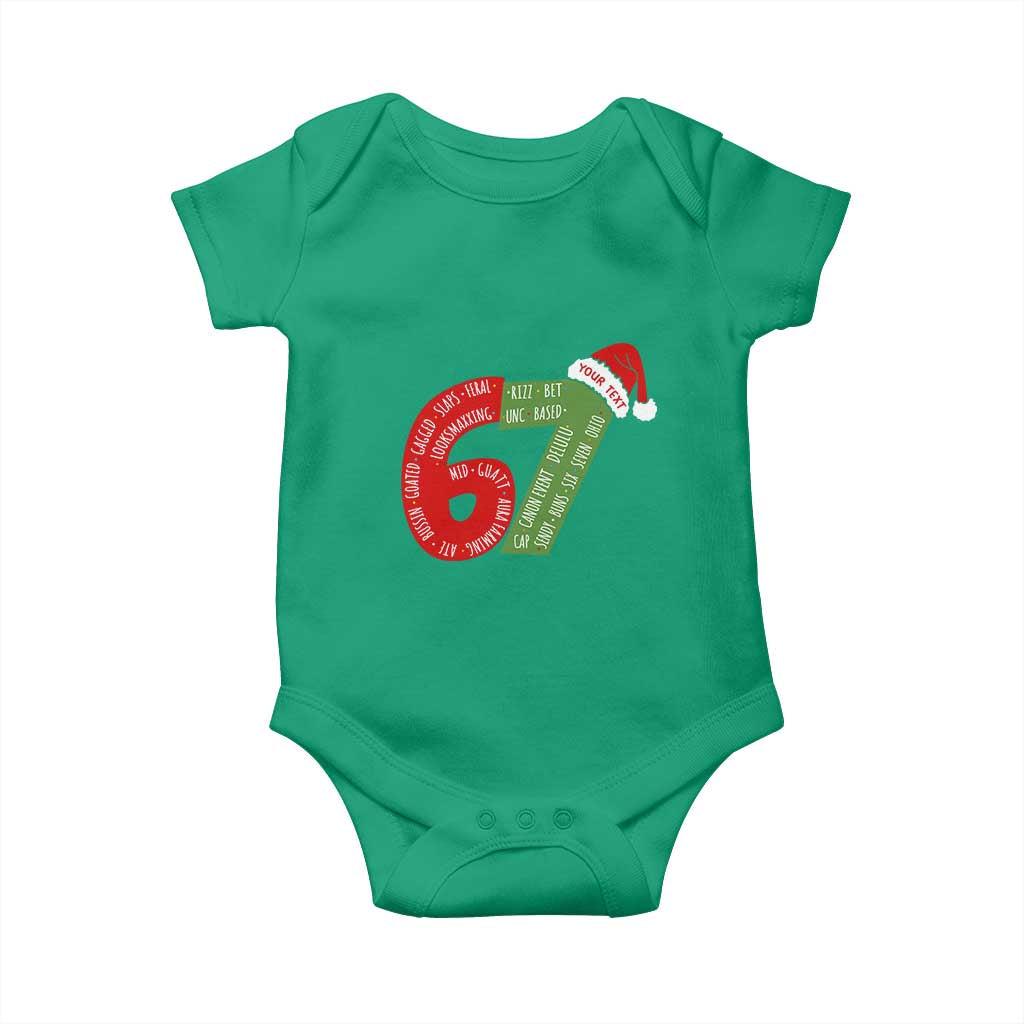 Personalized 67 Christmas Baby Onesie Custom Text Rizz Aura Farming Six Seven Meme Gen Alpha TS11 Irish Green Print Your Wear