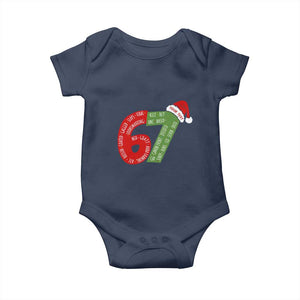 Personalized 67 Christmas Baby Onesie Custom Text Rizz Aura Farming Six Seven Meme Gen Alpha TS11 Navy Print Your Wear