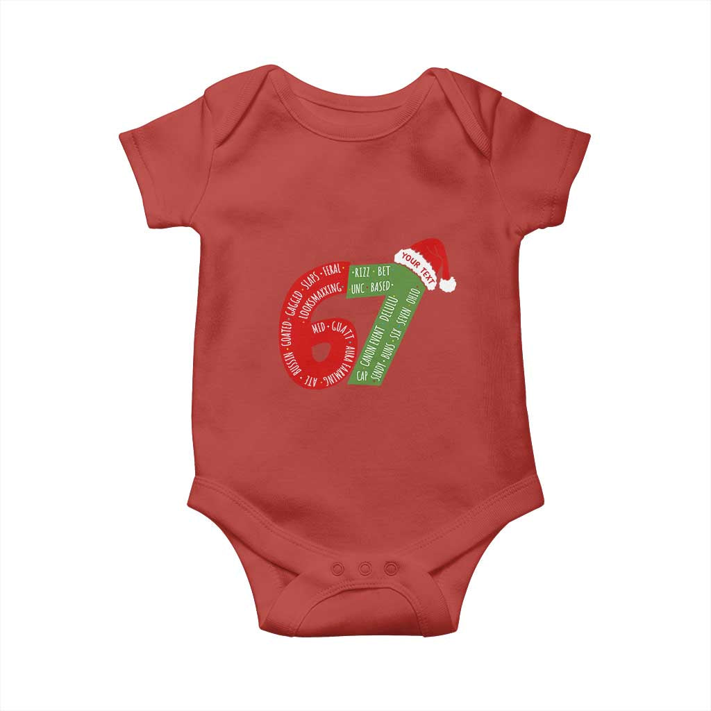 Personalized 67 Christmas Baby Onesie Custom Text Rizz Aura Farming Six Seven Meme Gen Alpha TS11 Red Print Your Wear