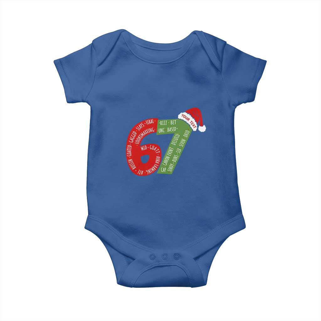 Personalized 67 Christmas Baby Onesie Custom Text Rizz Aura Farming Six Seven Meme Gen Alpha TS11 Royal Blue Print Your Wear