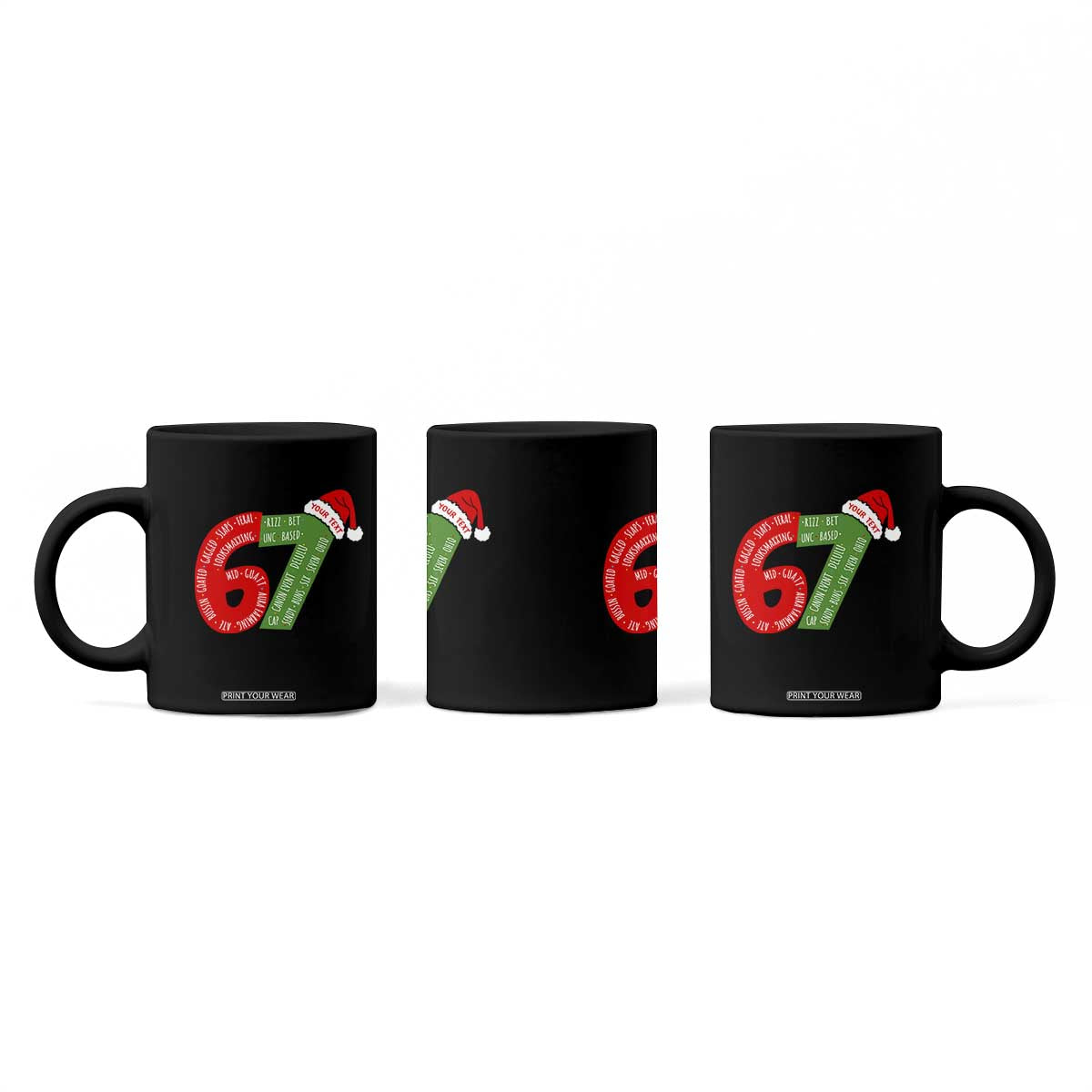 Personalized 67 Christmas Coffee Mug Custom Text Rizz Aura Farming Six Seven Meme Gen Alpha TS11 Print Your Wear