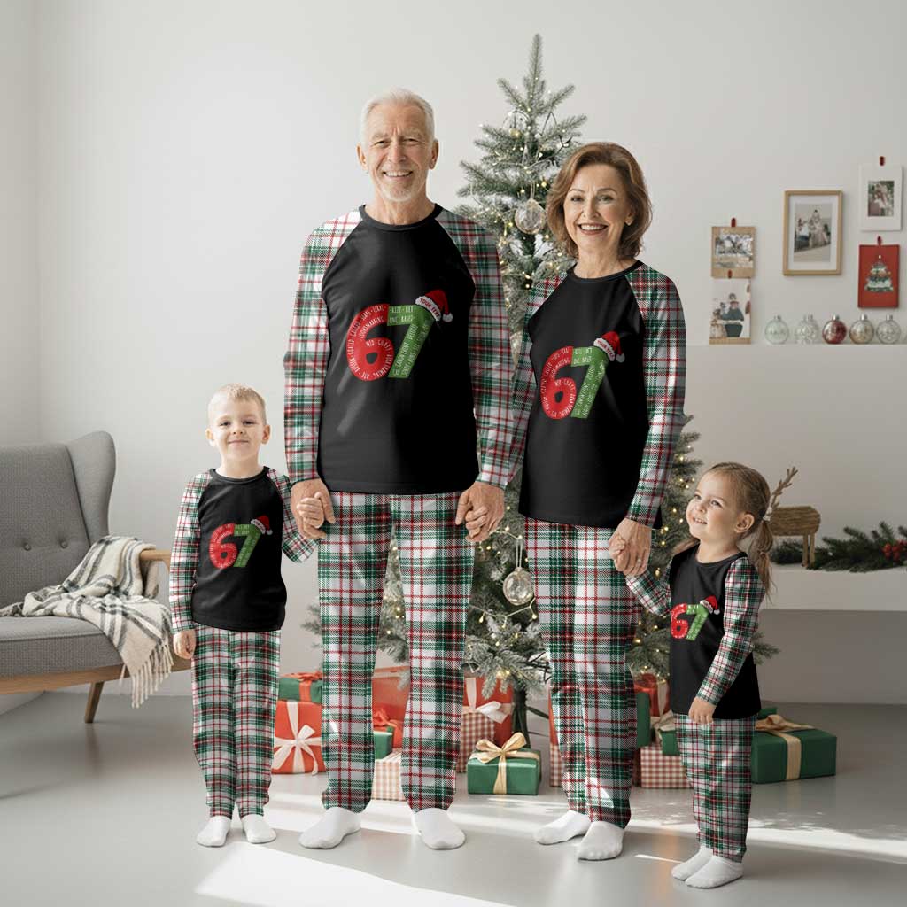 Personalized 67 Christmas Plaid Pajama Set Custom Text Rizz Aura Farming Six Seven Meme Gen Alpha TS11 Christmas Plaid Print Your Wear