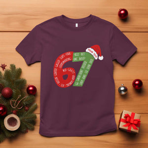 Personalized 67 Christmas T Shirt Custom Text Rizz Aura Farming Six Seven Meme Gen Alpha TS11 Maroon Print Your Wear