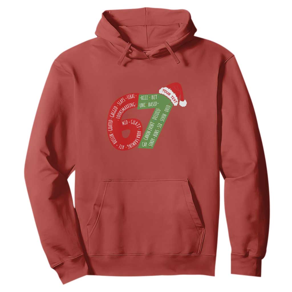 Personalized 67 Christmas Hoodie Custom Text Rizz Aura Farming Six Seven Meme Gen Alpha TS11 Red Print Your Wear