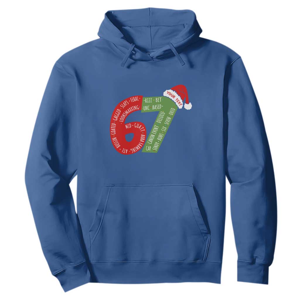 Personalized 67 Christmas Hoodie Custom Text Rizz Aura Farming Six Seven Meme Gen Alpha TS11 Royal Blue Print Your Wear