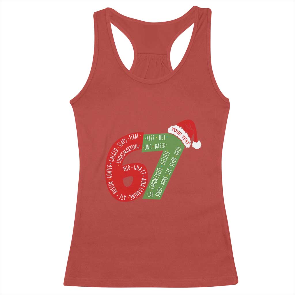 Personalized 67 Christmas Racerback Tank Top Custom Text Rizz Aura Farming Six Seven Meme Gen Alpha TS11 Red Print Your Wear