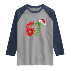 Personalized 67 Christmas Raglan Shirt Custom Text Rizz Aura Farming Six Seven Meme Gen Alpha TS11 Sport Gray Navy Print Your Wear
