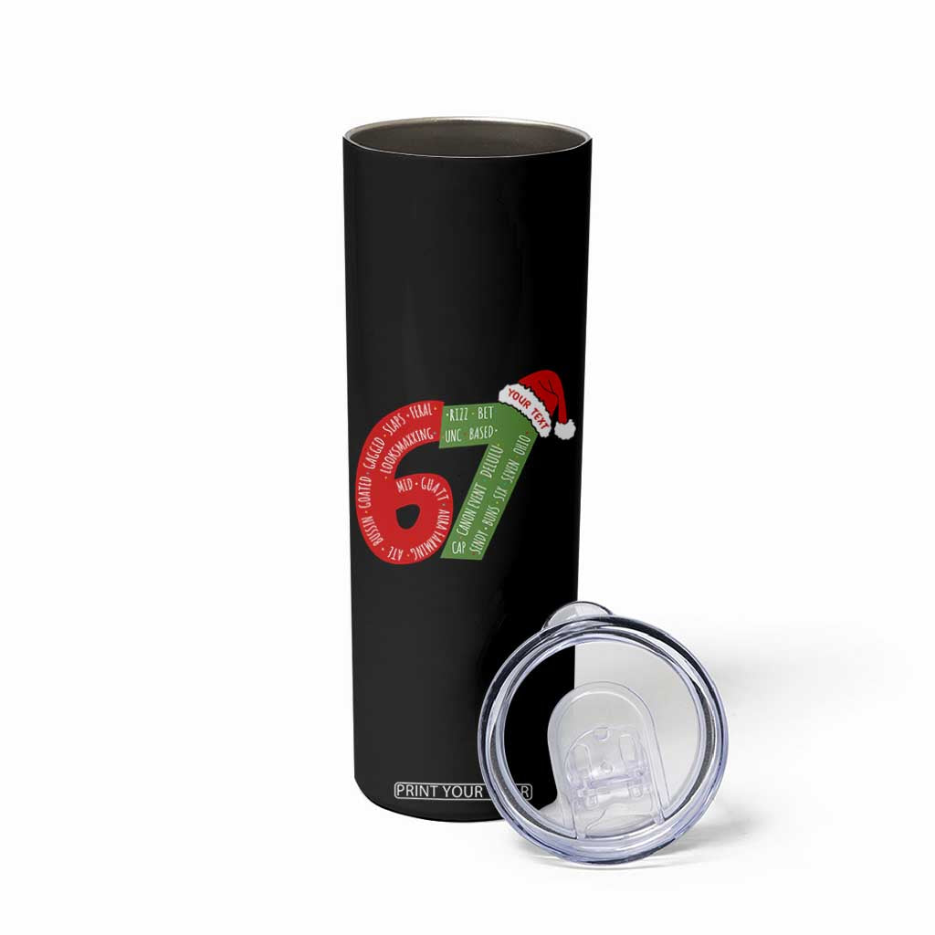 Personalized 67 Christmas Skinny Tumbler Custom Text Rizz Aura Farming Six Seven Meme Gen Alpha TS11 Print Your Wear