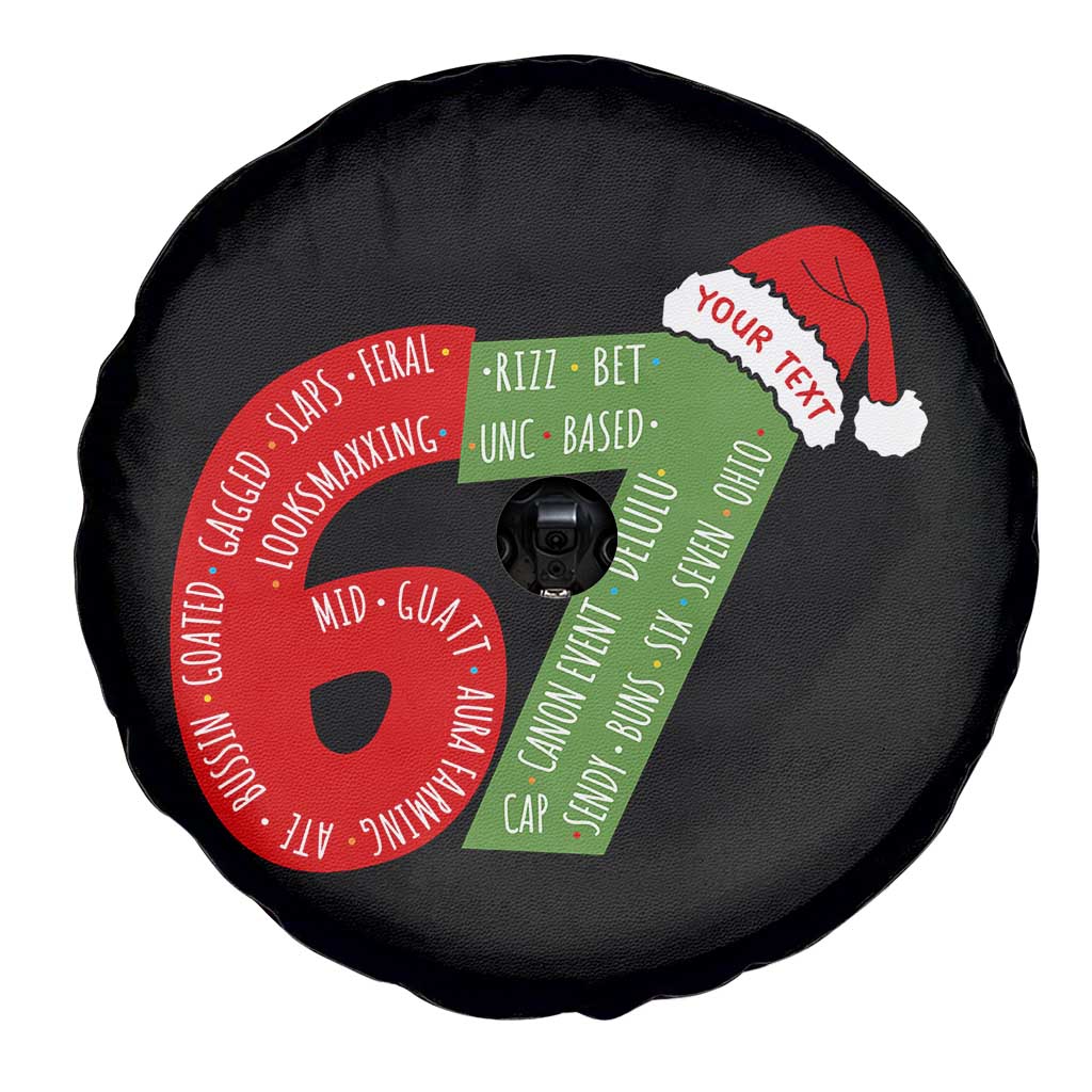 Personalized 67 Christmas Spare Tire Cover Custom Text Rizz Aura Farming Six Seven Meme Gen Alpha TS11 Print Your Wear