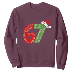 Personalized 67 Christmas Sweatshirt Custom Text Rizz Aura Farming Six Seven Meme Gen Alpha TS11 Maroon Print Your Wear