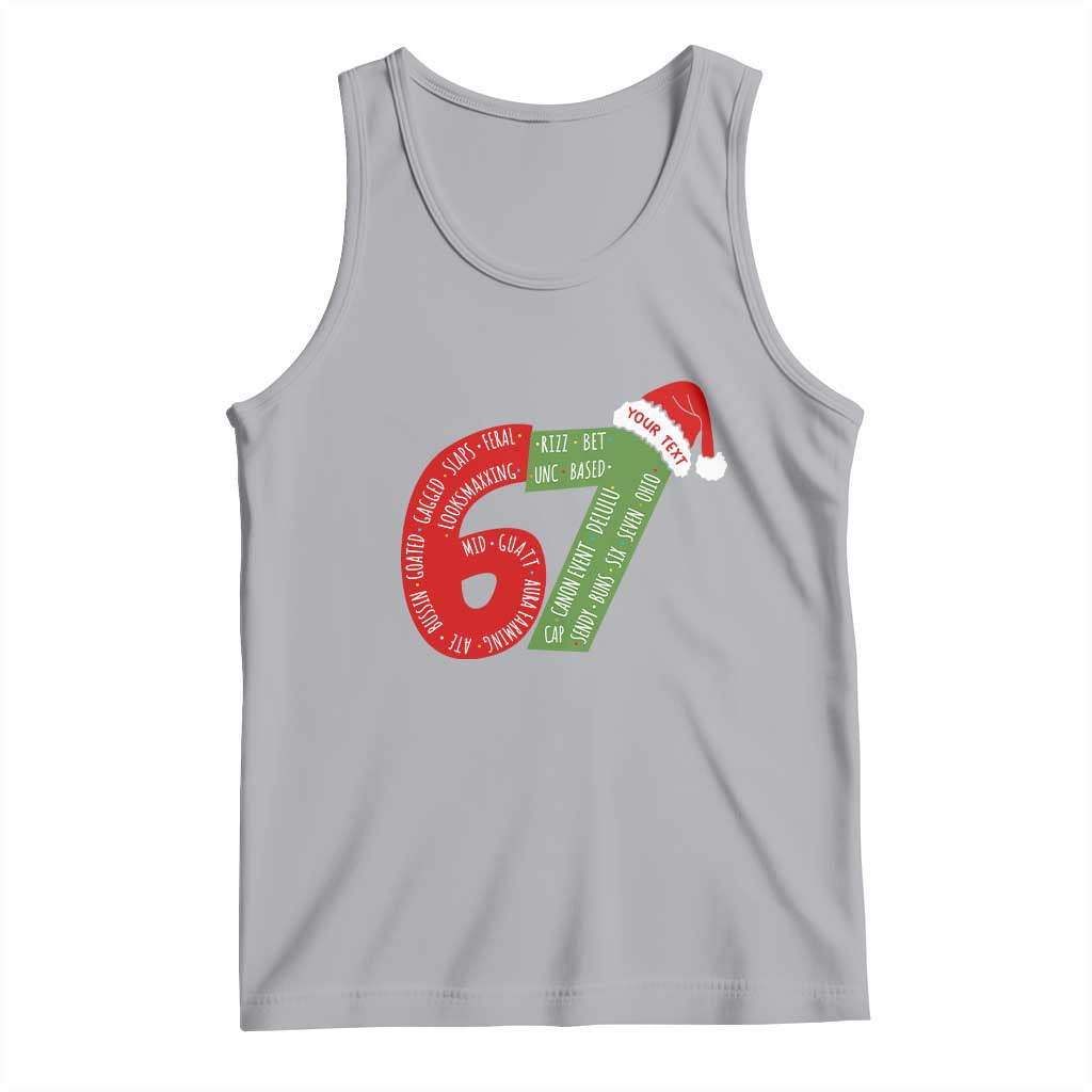Personalized 67 Christmas Tank Top Custom Text Rizz Aura Farming Six Seven Meme Gen Alpha TS11 Athletic Heather Print Your Wear