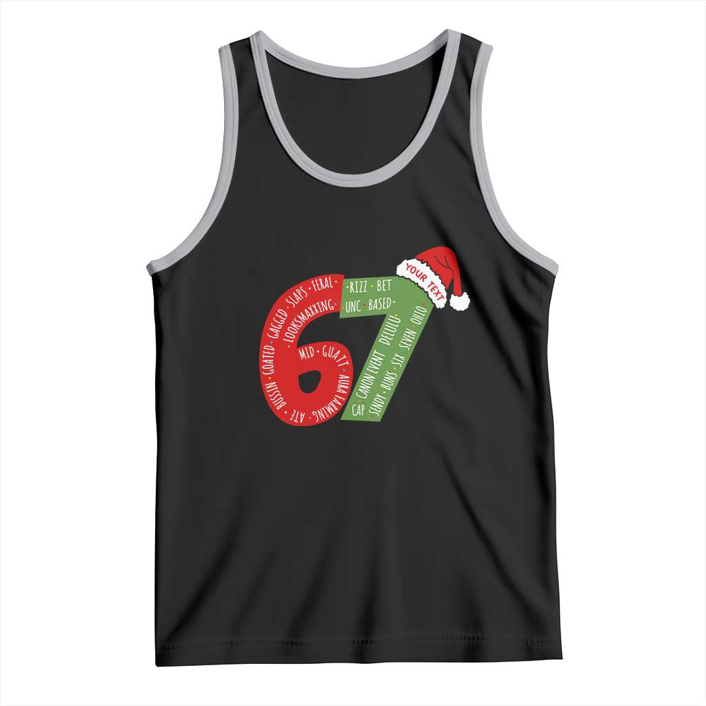 Personalized 67 Christmas Tank Top Custom Text Rizz Aura Farming Six Seven Meme Gen Alpha TS11 Black Athletic Heather Print Your Wear