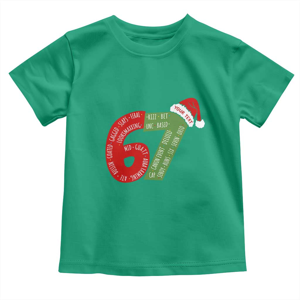 Personalized 67 Christmas Toddler T Shirt Custom Text Rizz Aura Farming Six Seven Meme Gen Alpha TS11 Irish Green Print Your Wear