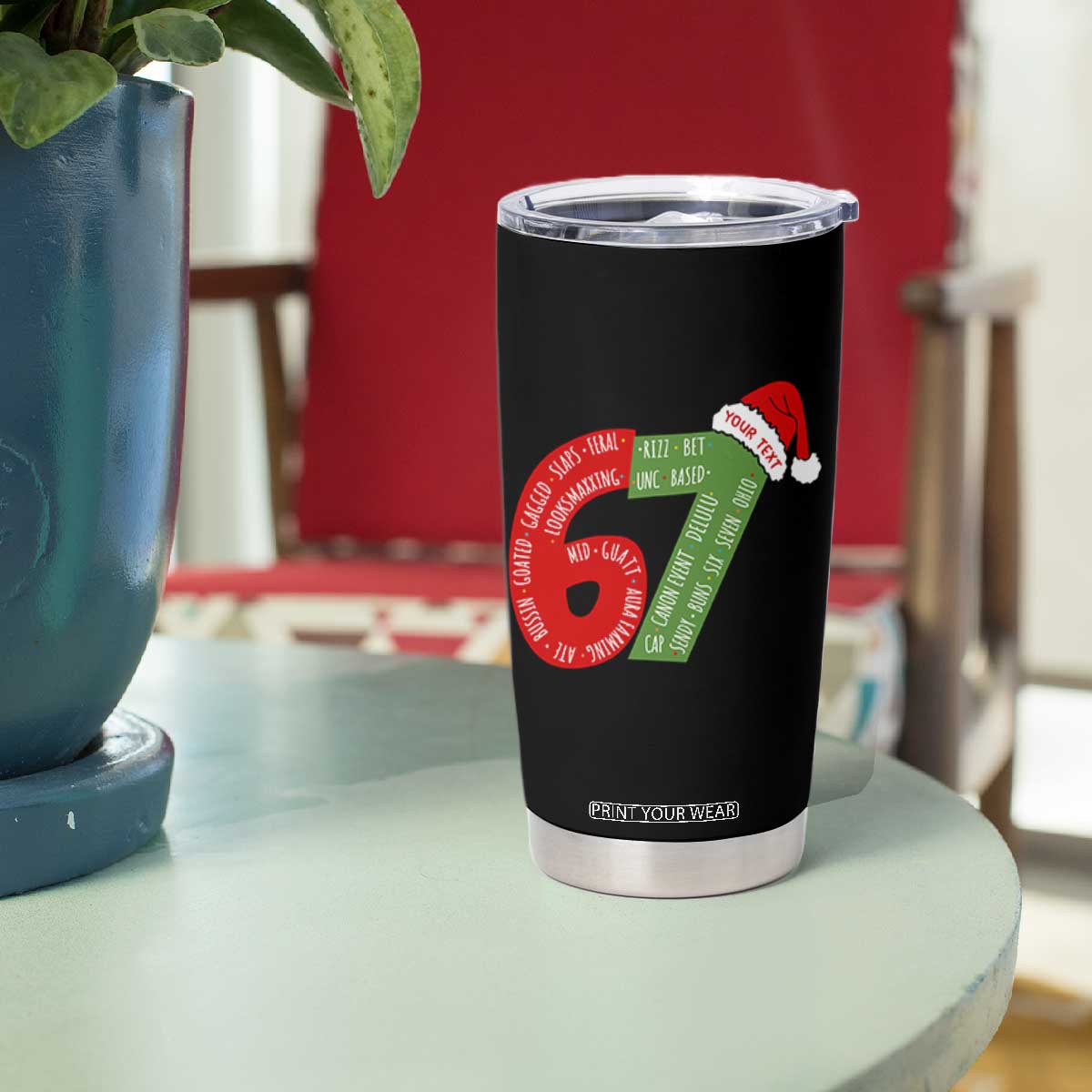Personalized 67 Christmas Tumbler Cup Custom Text Rizz Aura Farming Six Seven Meme Gen Alpha TS11 Print Your Wear