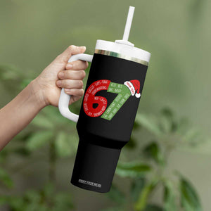 Personalized 67 Christmas Tumbler With Handle Custom Text Rizz Aura Farming Six Seven Meme Gen Alpha TS11 Print Your Wear