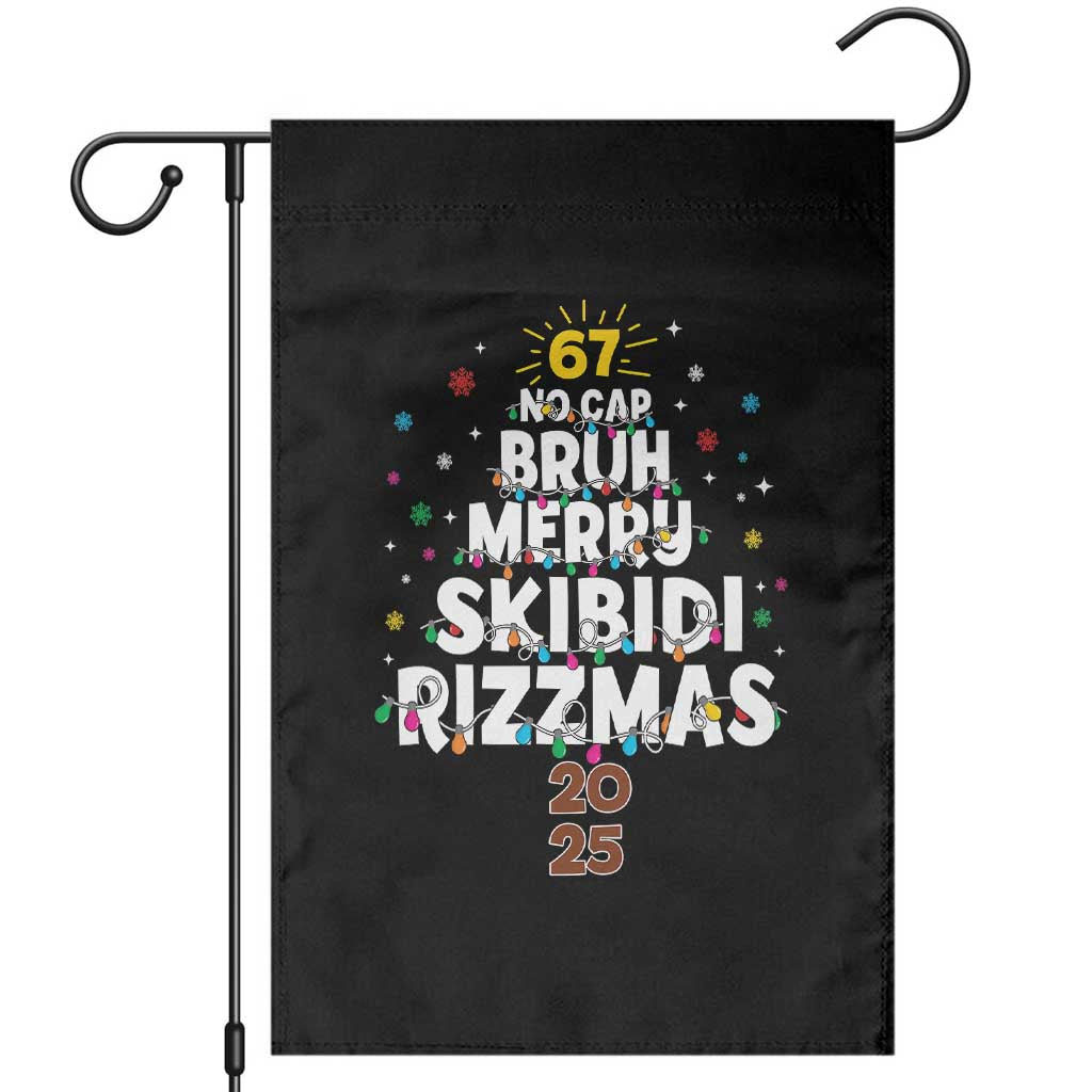 Funny Christmas Six Seven Meme Garden Flag 67 No Cap Bruh Merry Skibidi Rizzmas 2025 TS11 Black Print Your Wear