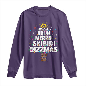 Funny Christmas Six Seven Meme Long Sleeve Shirt 67 No Cap Bruh Merry Skibidi Rizzmas 2025 TS11 Purple Print Your Wear