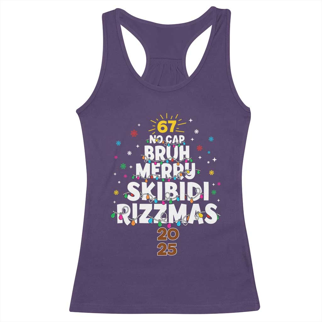 Funny Christmas Six Seven Meme Racerback Tank Top 67 No Cap Bruh Merry Skibidi Rizzmas 2025 TS11 Purple Print Your Wear