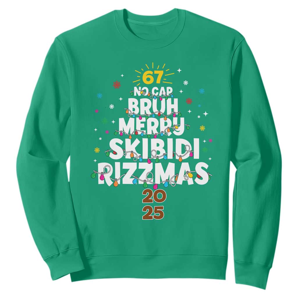 Funny Christmas Six Seven Meme Sweatshirt 67 No Cap Bruh Merry Skibidi Rizzmas 2025 TS11 Irish Green Print Your Wear