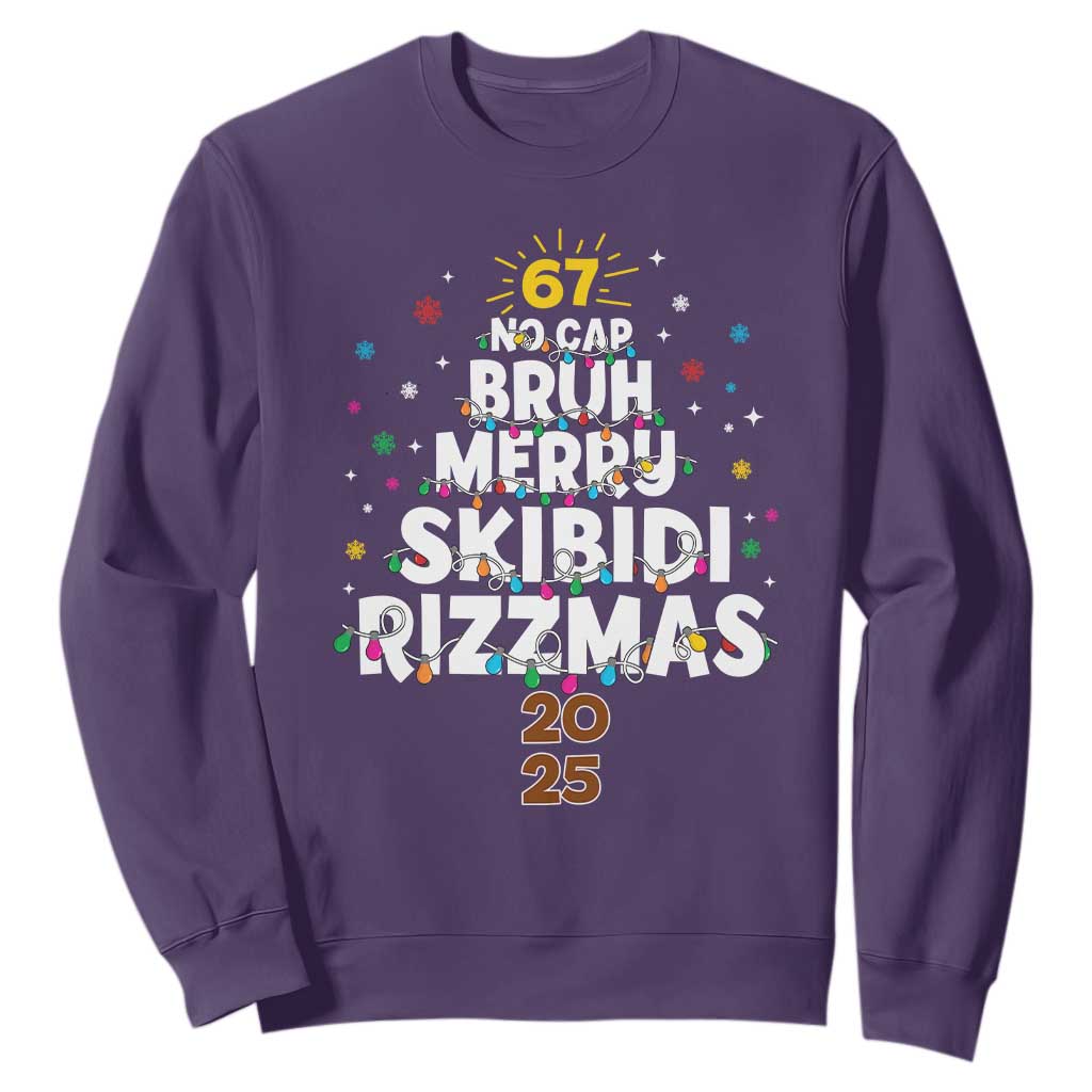 Funny Christmas Six Seven Meme Sweatshirt 67 No Cap Bruh Merry Skibidi Rizzmas 2025 TS11 Purple Print Your Wear