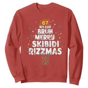 Funny Christmas Six Seven Meme Sweatshirt 67 No Cap Bruh Merry Skibidi Rizzmas 2025 TS11 Red Print Your Wear