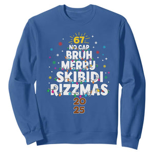Funny Christmas Six Seven Meme Sweatshirt 67 No Cap Bruh Merry Skibidi Rizzmas 2025 TS11 Royal Blue Print Your Wear