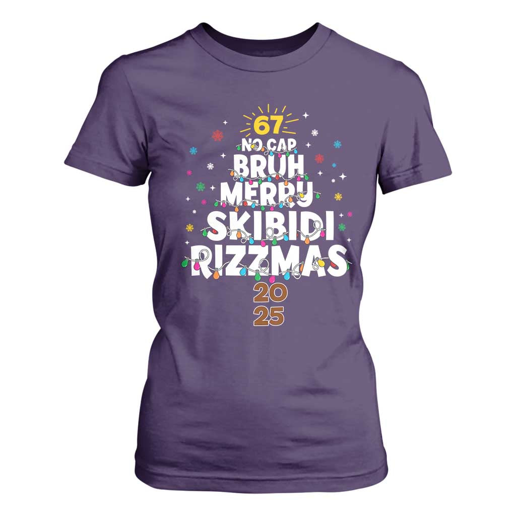 Funny Christmas Six Seven Meme T Shirt For Women 67 No Cap Bruh Merry Skibidi Rizzmas 2025 TS11 Purple Print Your Wear