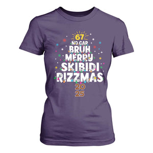 Funny Christmas Six Seven Meme T Shirt For Women 67 No Cap Bruh Merry Skibidi Rizzmas 2025 TS11 Purple Print Your Wear