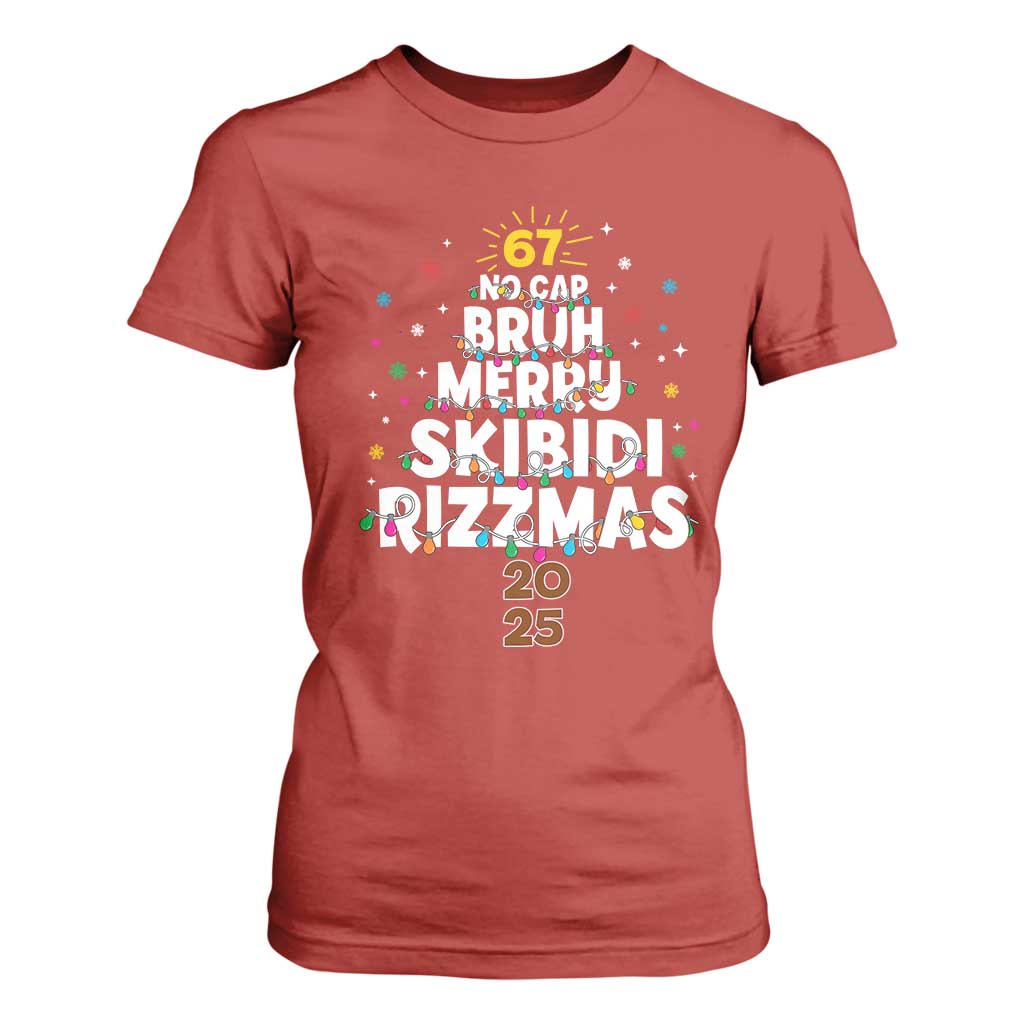 Funny Christmas Six Seven Meme T Shirt For Women 67 No Cap Bruh Merry Skibidi Rizzmas 2025 TS11 Red Print Your Wear