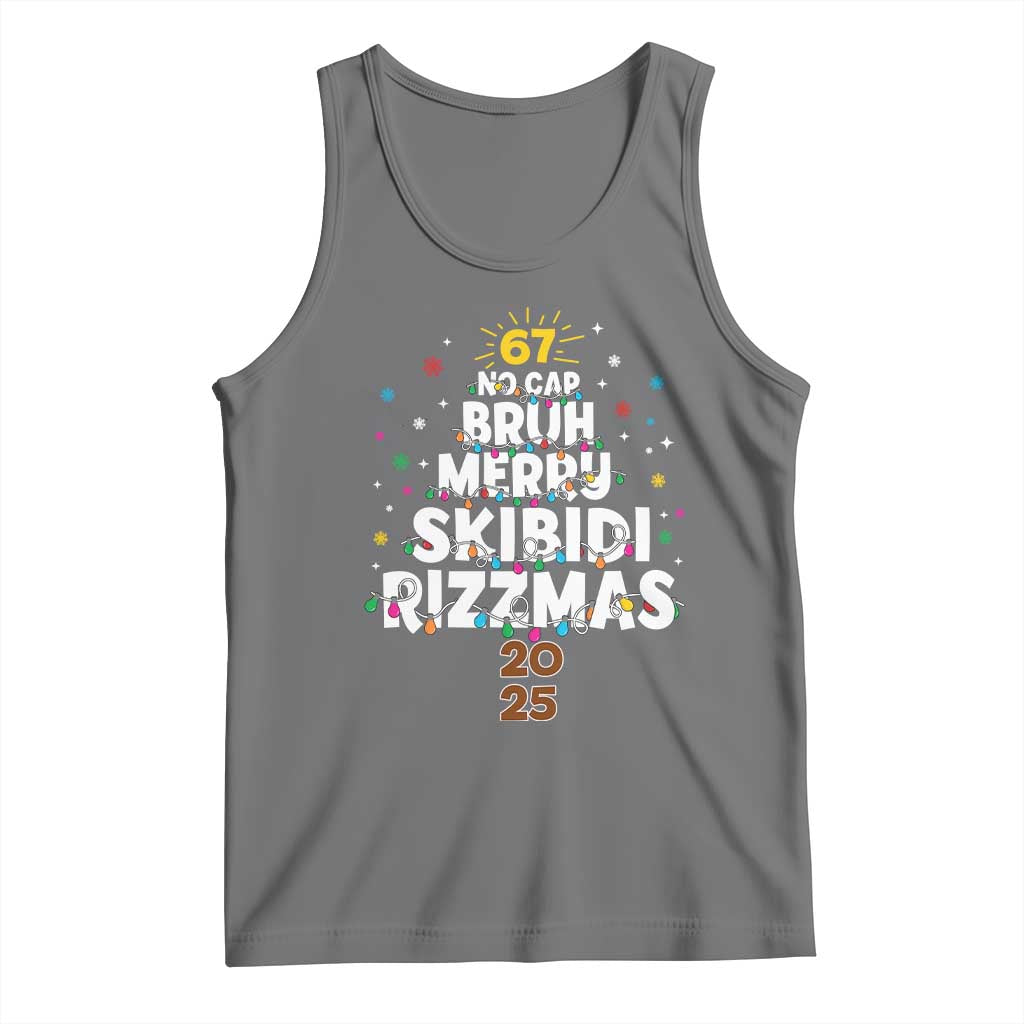 Funny Christmas Six Seven Meme Tank Top 67 No Cap Bruh Merry Skibidi Rizzmas 2025 TS11 Black Heather Print Your Wear