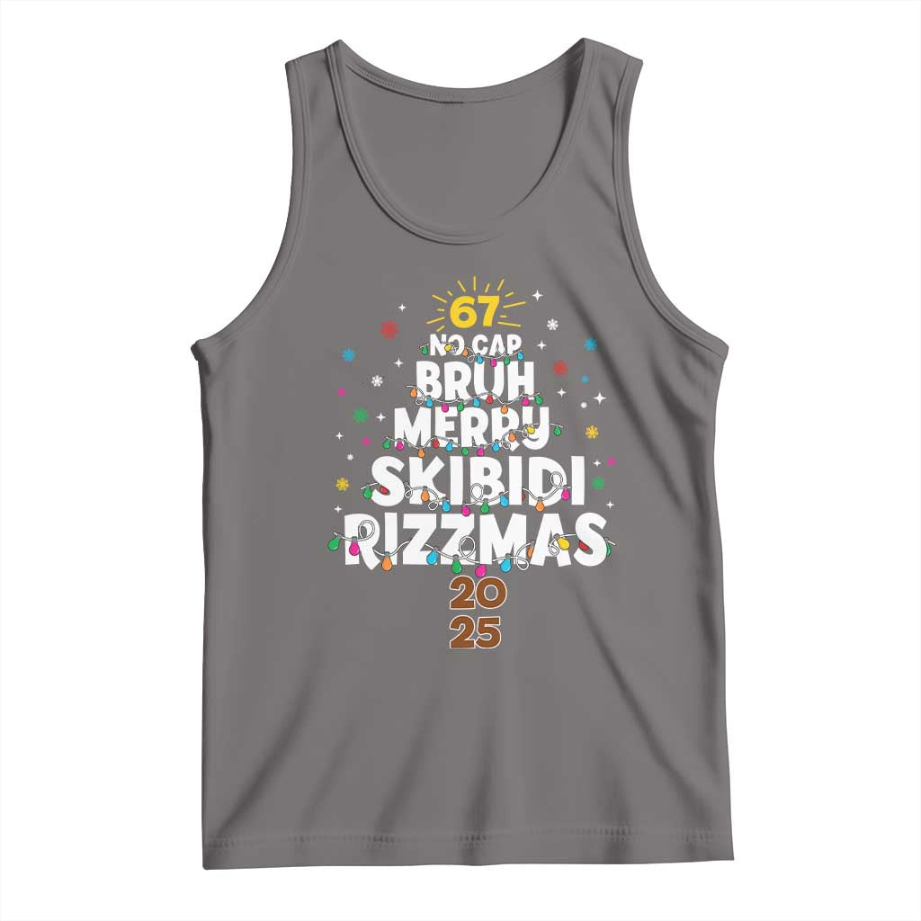 Funny Christmas Six Seven Meme Tank Top 67 No Cap Bruh Merry Skibidi Rizzmas 2025 TS11 Deep Heather Print Your Wear