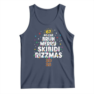 Funny Christmas Six Seven Meme Tank Top 67 No Cap Bruh Merry Skibidi Rizzmas 2025 TS11 Navy Print Your Wear