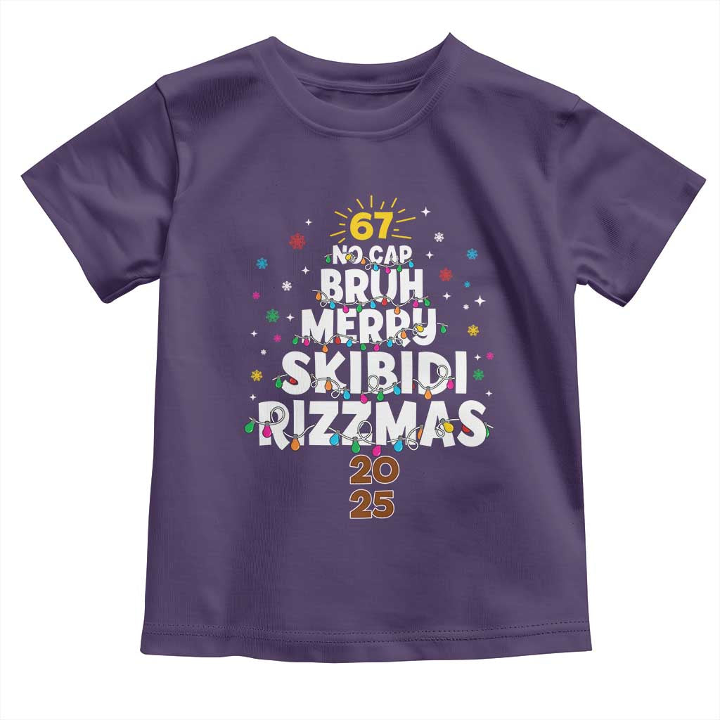 Funny Christmas Six Seven Meme Toddler T Shirt 67 No Cap Bruh Merry Skibidi Rizzmas 2025 TS11 Purple Print Your Wear