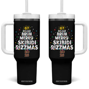 Funny Christmas Six Seven Meme Tumbler With Handle 67 No Cap Bruh Merry Skibidi Rizzmas 2025 TS11 One Size: 40 oz Black Print Your Wear