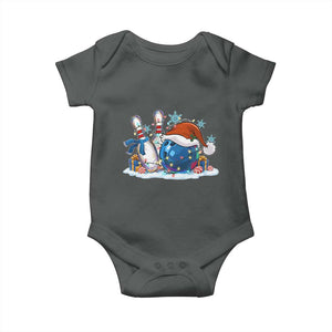 Funny Christmas Bowling Santa Hat Xmas Bowler Baby Onesie TS11 Dark Heather Print Your Wear