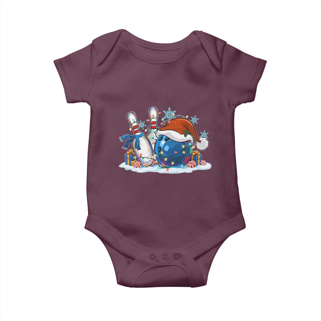 Funny Christmas Bowling Santa Hat Xmas Bowler Baby Onesie TS11 Maroon Print Your Wear