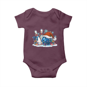 Funny Christmas Bowling Santa Hat Xmas Bowler Baby Onesie TS11 Maroon Print Your Wear
