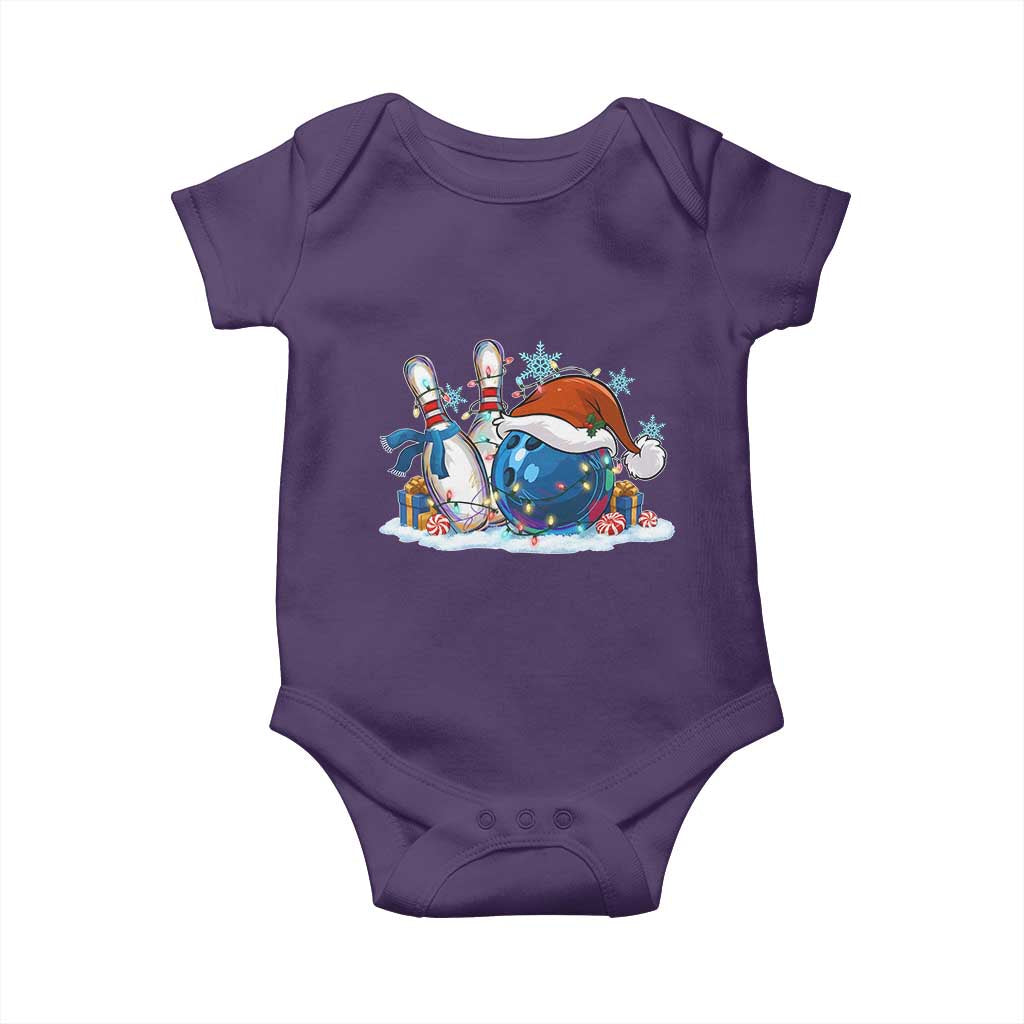 Funny Christmas Bowling Santa Hat Xmas Bowler Baby Onesie TS11 Purple Print Your Wear