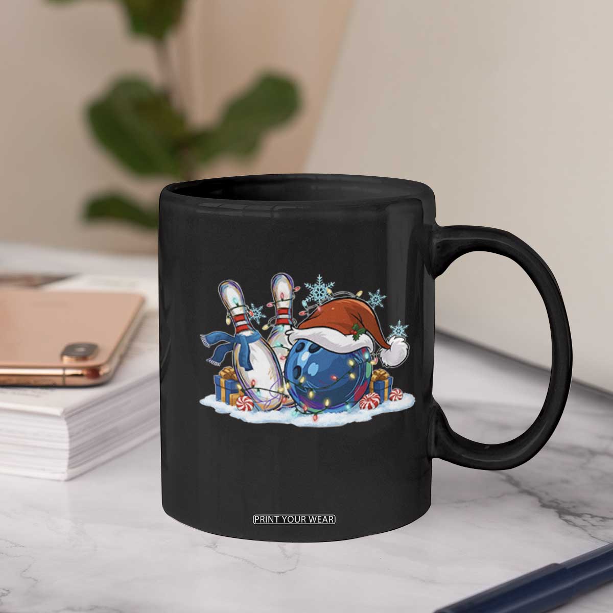 Funny Christmas Bowling Santa Hat Xmas Bowler Coffee Mug TS11 Print Your Wear