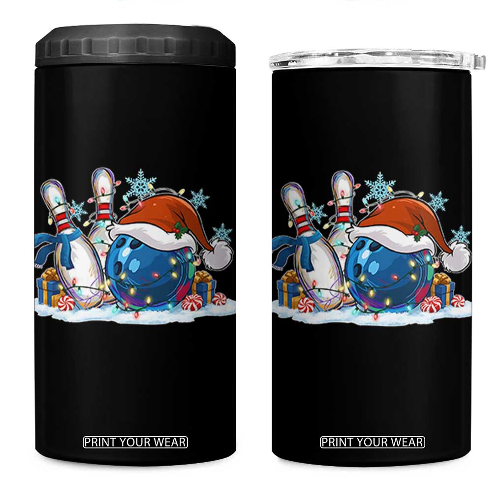 Funny Christmas Bowling Santa Hat Xmas Bowler 4 in 1 Can Cooler Tumbler TS11 One Size: 16 oz Black Print Your Wear