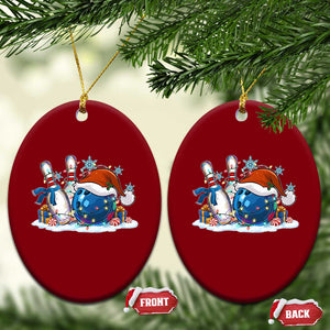 Funny Christmas Bowling Santa Hat Xmas Bowler Ceramic Ornament - Print Your Wear