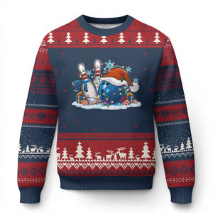 Funny Christmas Bowling Santa Hat Xmas Bowler Ugly Christmas Sweater TS11 Navy Red Print Your Wear
