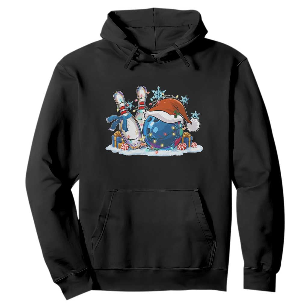 Funny Christmas Bowling Santa Hat Xmas Bowler Hoodie TS11 Black Print Your Wear