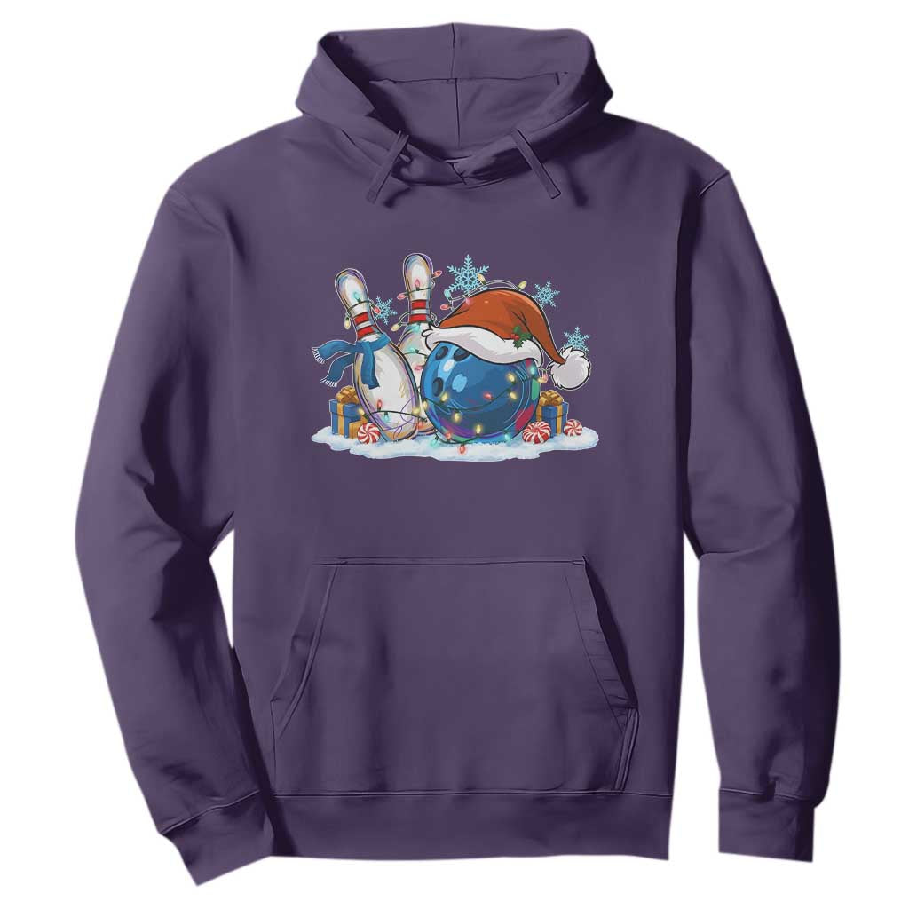 Funny Christmas Bowling Santa Hat Xmas Bowler Hoodie TS11 Purple Print Your Wear