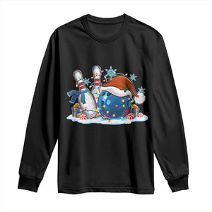 Funny Christmas Bowling Santa Hat Xmas Bowler Long Sleeve Shirt TS11 Black Print Your Wear