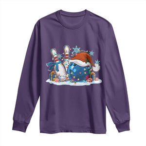 Funny Christmas Bowling Santa Hat Xmas Bowler Long Sleeve Shirt TS11 Purple Print Your Wear