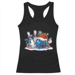 Funny Christmas Bowling Santa Hat Xmas Bowler Racerback Tank Top - Print Your Wear